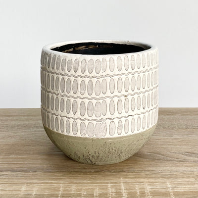 Terra Round Indigo White Pot