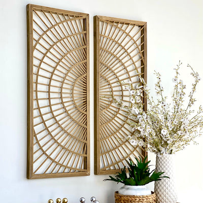 Rattan Circle Shape Wall Art Set
