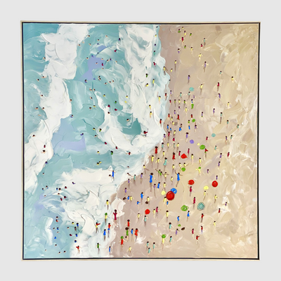 Beach Day Hand Painted Framed Wall Canvas