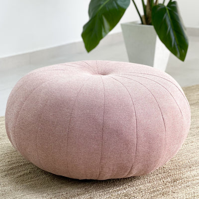 Wide Round Big Pouf Pink Ottoman