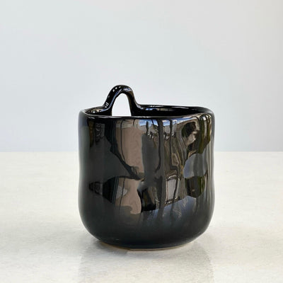 Wall Hanging Ceramic Black Vase