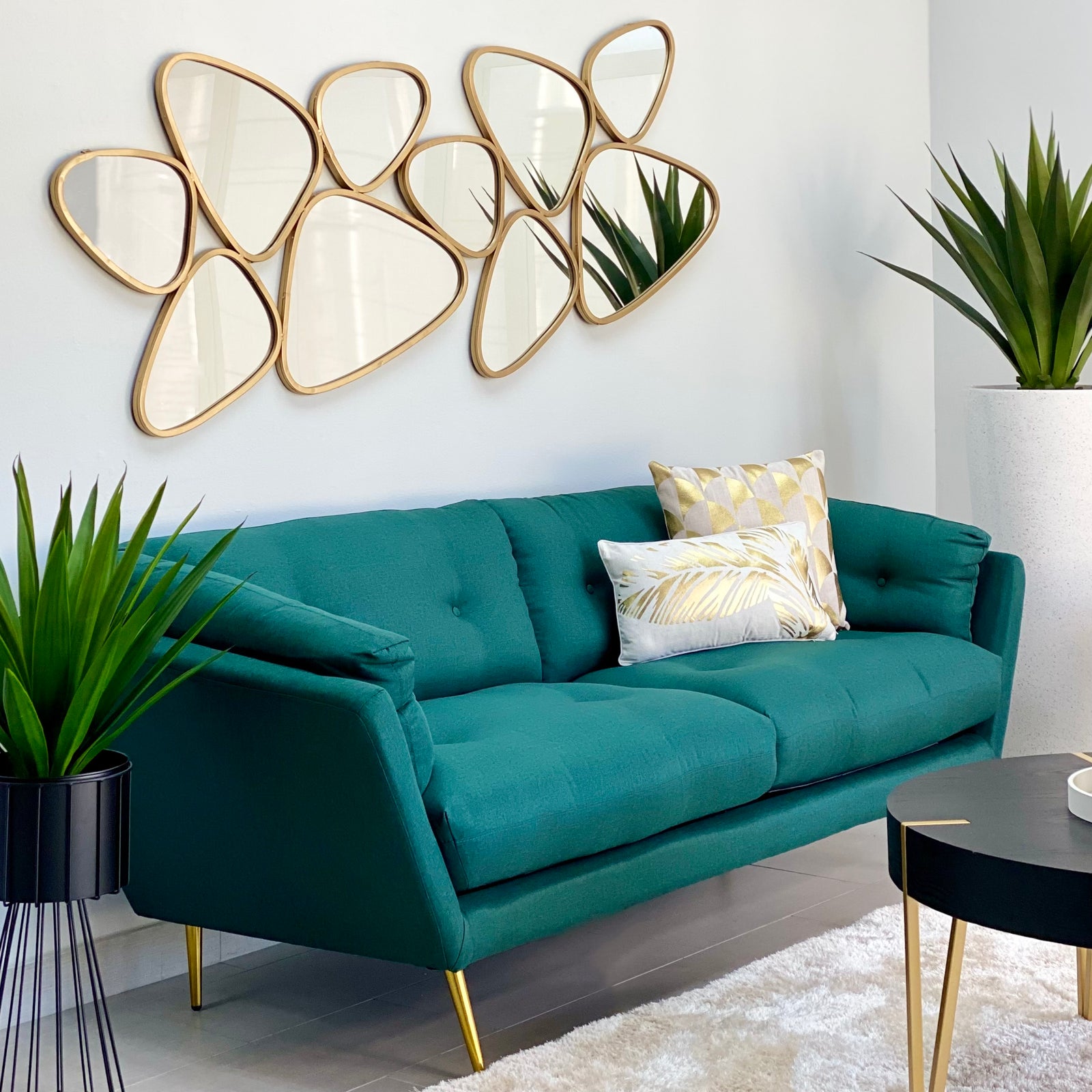 Jabb Classic Green Sofa Golden Legs