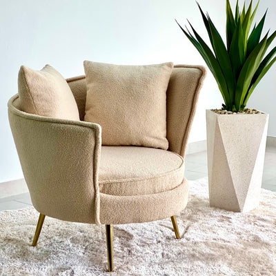 Asymmetrical Sherpa Ivory Chair