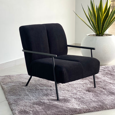 Moderna Lounge Chair Black Corduroy Fabric