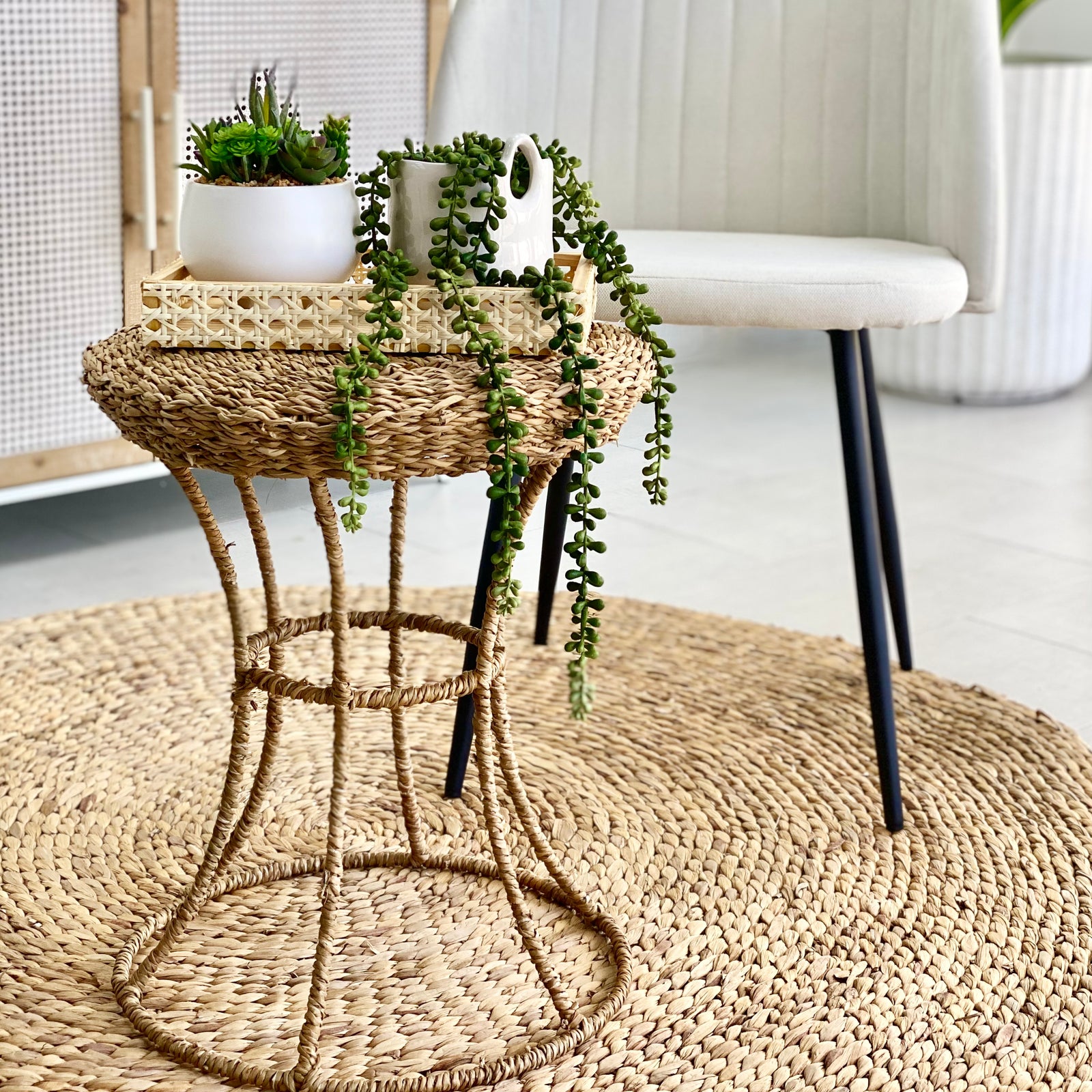 Sea Grass & Iron Frame Multi  Functional Ottoman