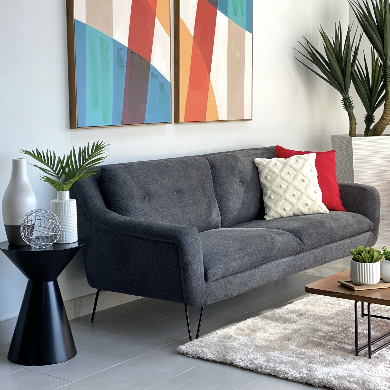 Florence Sofa Charcoal Gray