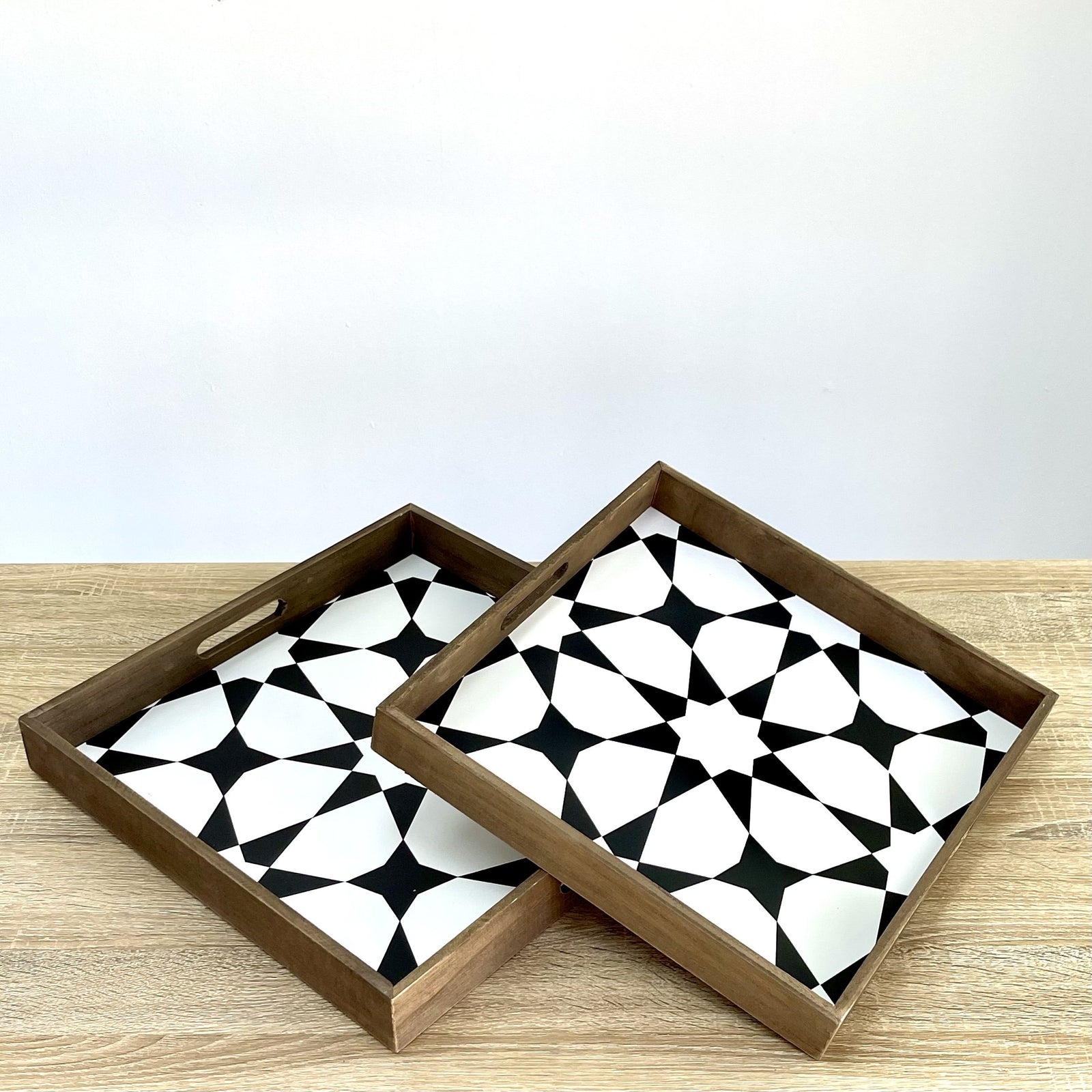 Sacred Geometry Pattern Stars Wooden Tray