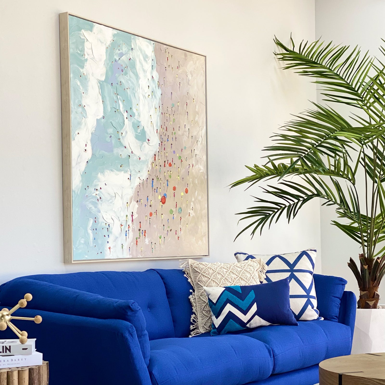 Beach Day Hand Painted Framed Wall Canvas