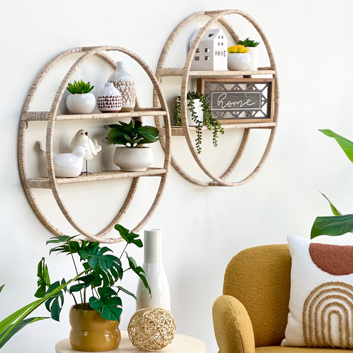 Circular Rattan Shelf